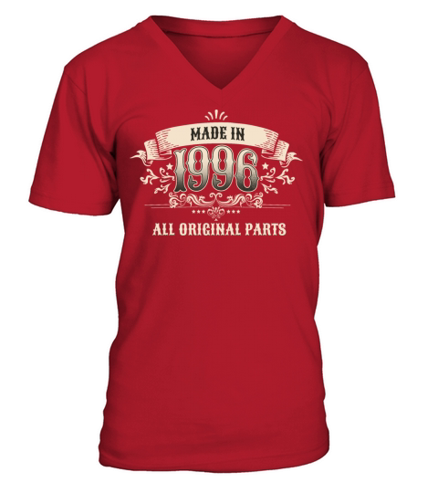 Retro Vintage Birthday Made 1996 Original Parts V-Neck T-shirt