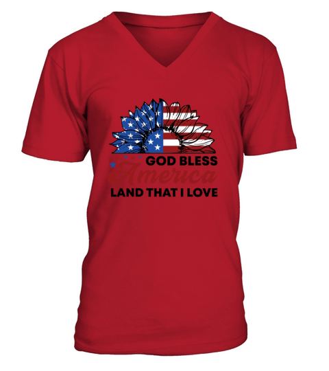 Sunflower God Bless America Land That I Love Gifts V-Neck T-shirt
