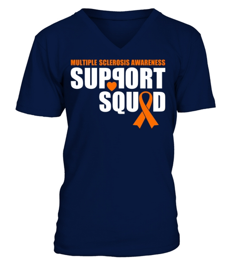 Support Squad Multiple Sclerosis Awareness Orange V-Neck T-shirt