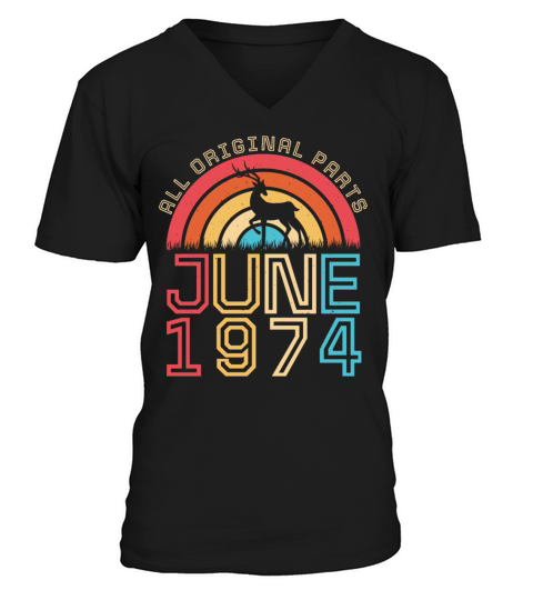 Vintage 1974 June V-Neck T-shirt
