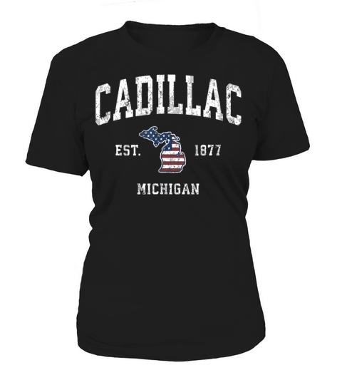 Cadillac Michigan MI Vintage American Flag Sports Women's T-Shirt