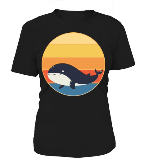 Cute Kawaii Whale Retro Sunset Vintage Ocean Women's T-Shirt