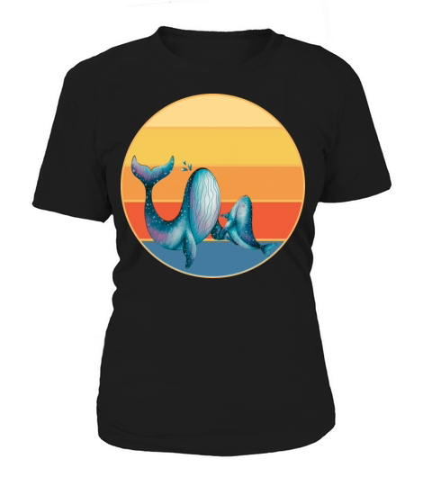 Cute Kawaii Whale Retro Sunset Vintage Ocean Women's T-Shirt