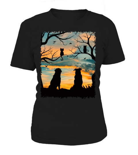 Funny Dogs and Cats at Sunset Women's T-Shirt