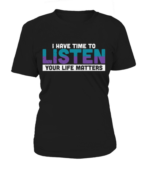 Purple Teal Ribbon I Have Time To Listen Women's T-Shirt