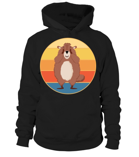 Cute Groundhog Retro Sunset Vintage Animal Lover Hoodie Unisex