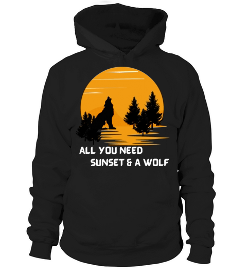 Simple Sunset and Wolf T-Shirt Hoodie Unisex
