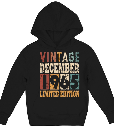 1965 December vintage birthday Kids Hoodie