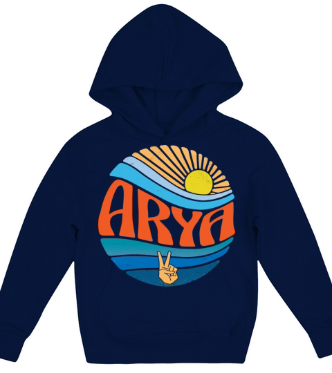 Arya Shirt Vintage Sunset Arya Groovy Tie Dye Kids Hoodie