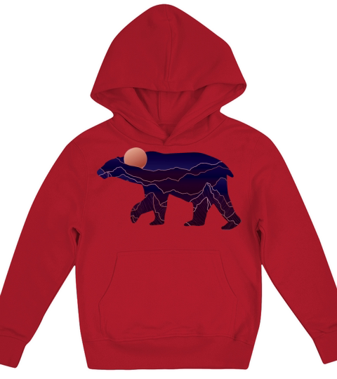 Bear With Abstract Mountain Kids Hoodie