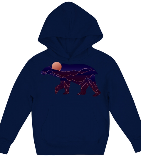 Bear With Abstract Mountain Kids Hoodie