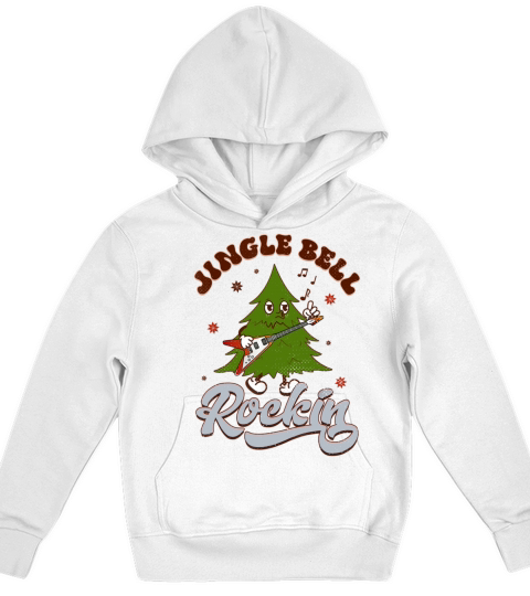 Cute Christmas Pine Tree Playing Guitar Funny Chri Kids Hoodie