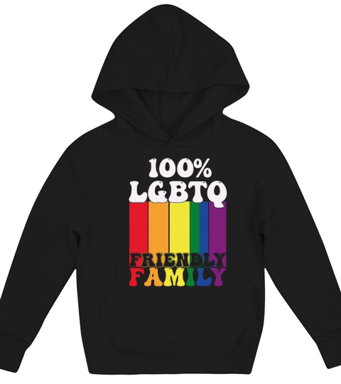 LGBTQ Friendly Family Gay Pride Month Rainbow Kids Hoodie