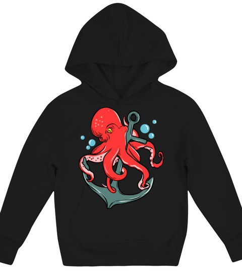 Octopus Anchor for Octopus Lover Kids Hoodie