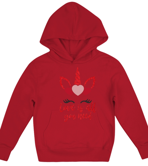 Valentines Day Valentine Unicorn Kids Hoodie