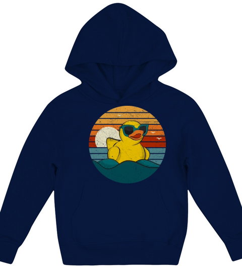 Vintage Retro Sunset Art Of Zoo Cute Yellow Rubber Kids Hoodie