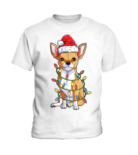 Chihuahua Santa Christmas Tree Lights Xmas Boys Do Kids T-Shirt
