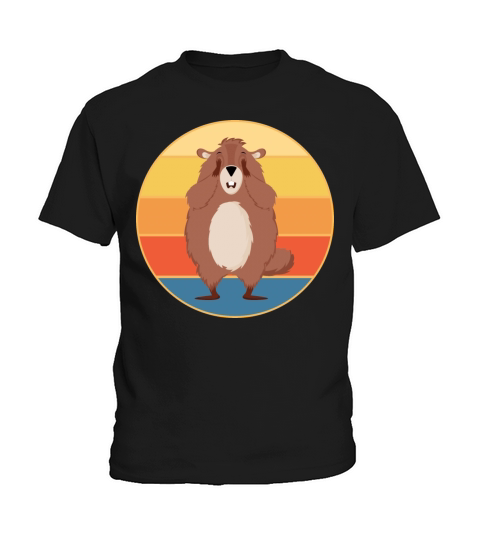 Cute Groundhog Retro Sunset Vintage Animal Lover Kids T-Shirt