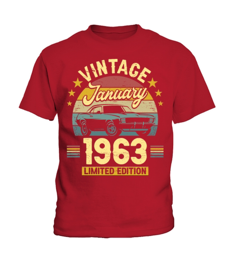 January 1963 60 Years Old Vintage 60th Birthday Kids T-Shirt