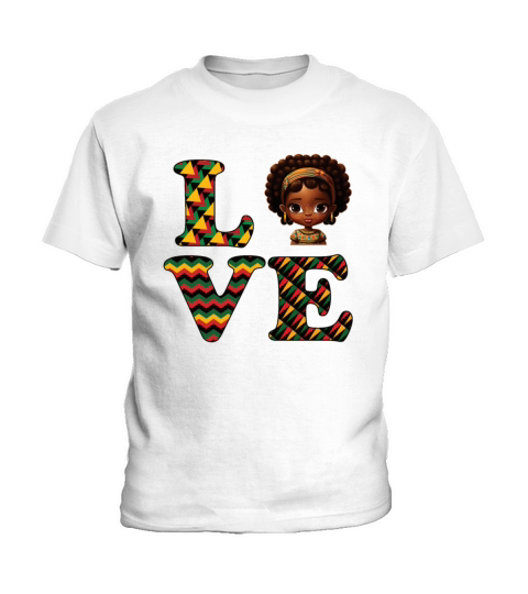 LOVE Black History Month Strong African Girls Kids T-Shirt