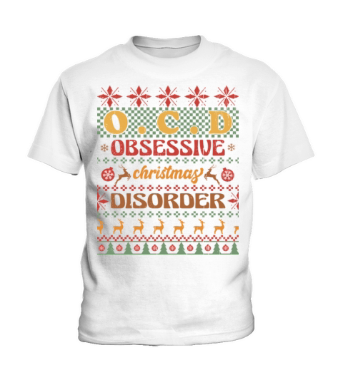 Ocd Obsessive Christmas Disorder Retro Ugly Kids T-Shirt