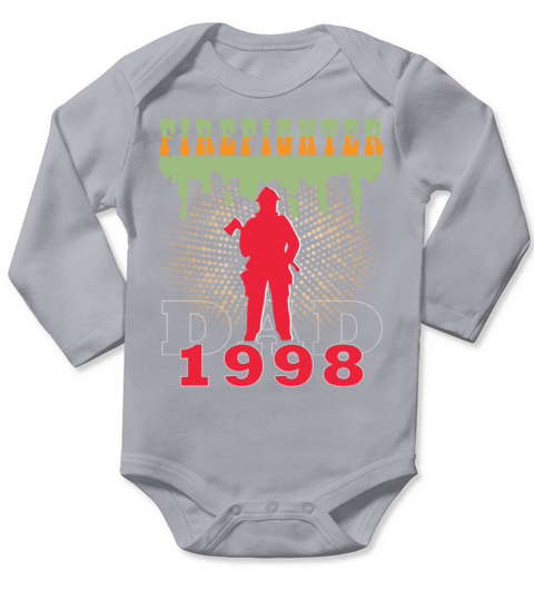 1998 vintage fireman birthday firefighter Long Sleeve Baby One-Piece