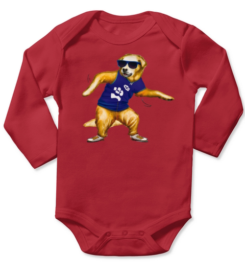 a best golden retriever dog dancing hip hop Long Sleeve Baby One-Piece