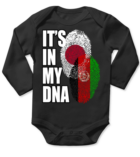 Afghan And Japanese Mix Heritage DNA Flag Long Sleeve Baby One-Piece