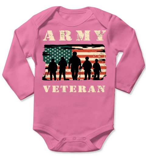 Army veteran with USA flag Long Sleeve Baby One-Piece