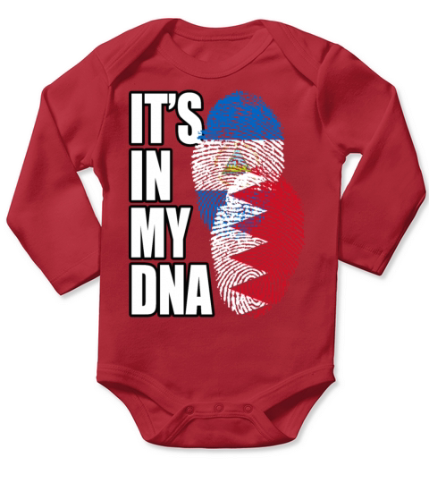 Bahraini And Nicaraguan Mix Heritage DNA Flag Long Sleeve Baby One-Piece