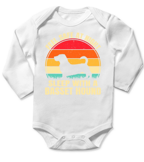 Basset Hound Dog Retro Vintage Long Sleeve Baby One-Piece