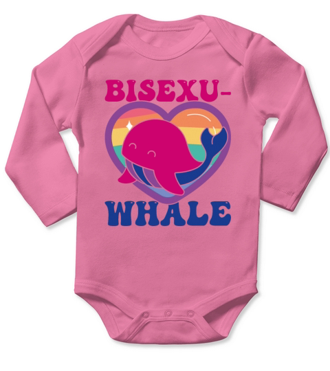 Bisexu-Whale Kawaii Whale Bisexual Pride Flag Long Sleeve Baby One-Piece