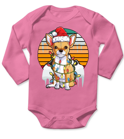 Chihuahua Santa Christmas Tree Lights Xmas Boys Do Long Sleeve Baby One-Piece