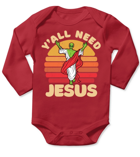 Christian Christianity Alien Jesus Long Sleeve Baby One-Piece