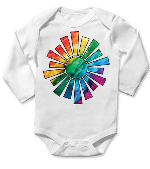 Colorful Rainbow Abstract Sun With Smoke And Fog Long Sleeve Baby One-Piece