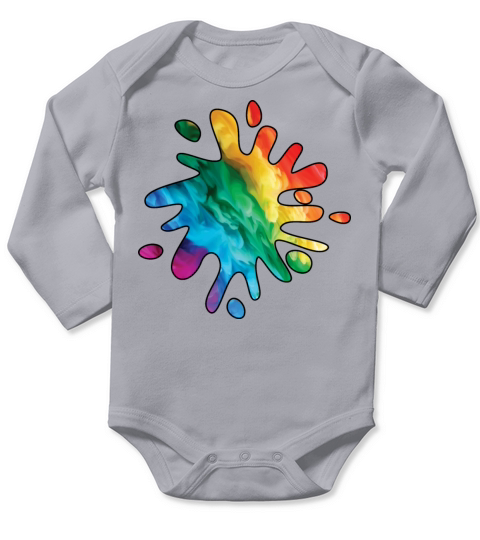 Colorful Rainbow Paint Splatter With Smoke And Fog Long Sleeve Baby One-Piece