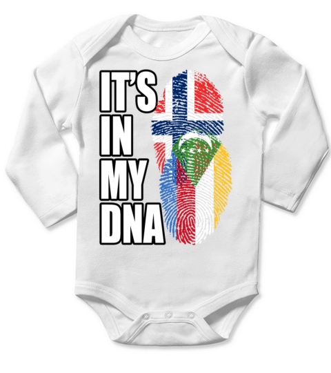 Comoran And Norwegian Mix Heritage DNA Flag Long Sleeve Baby One-Piece