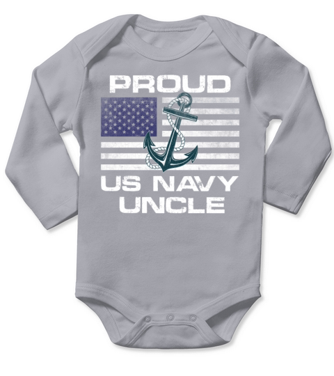 Distressed US Na vy Quote Proud Uncle Long Sleeve Baby One-Piece
