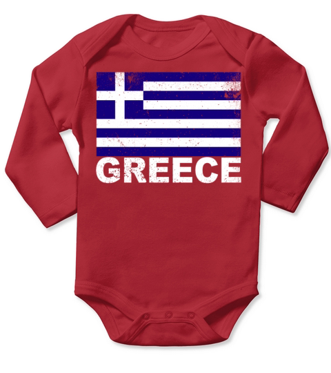 Greece Flag Vintage Greek Origin Nationality Grung Long Sleeve Baby One-Piece