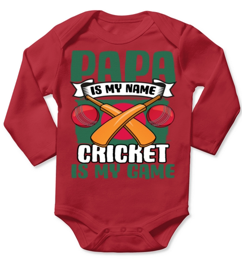 Papa Is My Name Awesome Bangladesh Cricket Game Long Sleeve Baby One-Piece