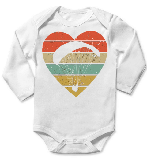 Paragliding Vintage Design Retro Paraglider Heart Long Sleeve Baby One-Piece