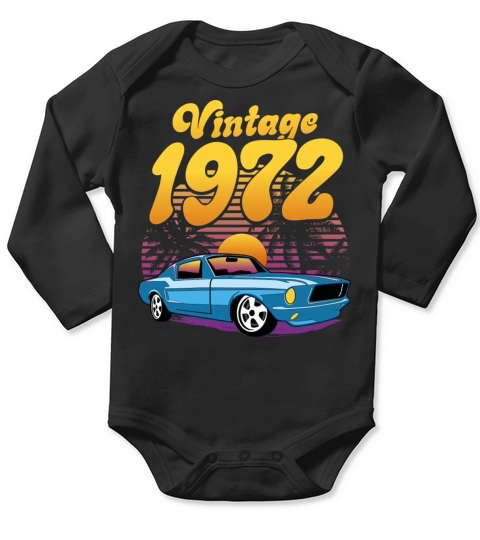 Retro Sunset With Car Vintage 50th Birthday Long Sleeve Baby One-Piece