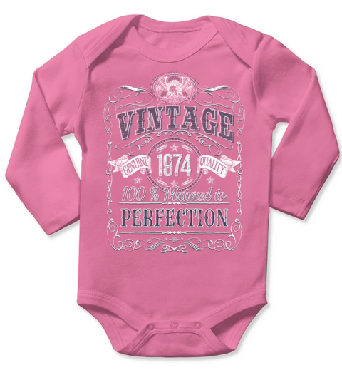 Vintage 1974 birthday year of birth 1974 gift Long Sleeve Baby One-Piece
