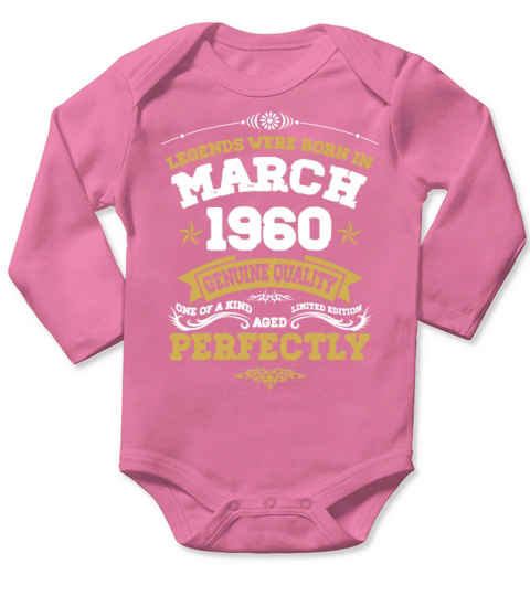Vintage Aged To Perfection March 1960 Long Sleeve Baby One-Piece