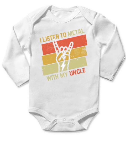 Vintage Metal With Uncle Metal Kid Music Lover Long Sleeve Baby One-Piece