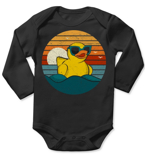 Vintage Retro Sunset Art Of Zoo Cute Yellow Rubber Long Sleeve Baby One-Piece