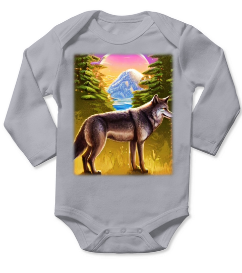 Wolf artwork design predator face imprint Long Sleeve Baby One-Piece