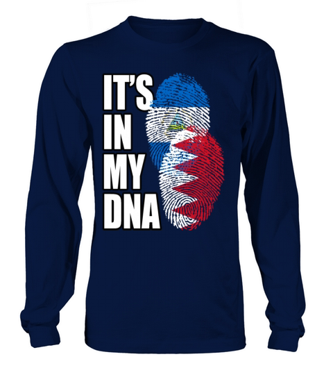 Bahraini And Nicaraguan Mix Heritage DNA Flag Long sleeved Unisex