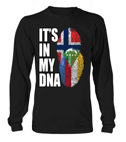 Comoran And Norwegian Mix Heritage DNA Flag Long sleeved Unisex
