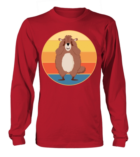 Cute Groundhog Retro Sunset Vintage Animal Lover Long sleeved Unisex